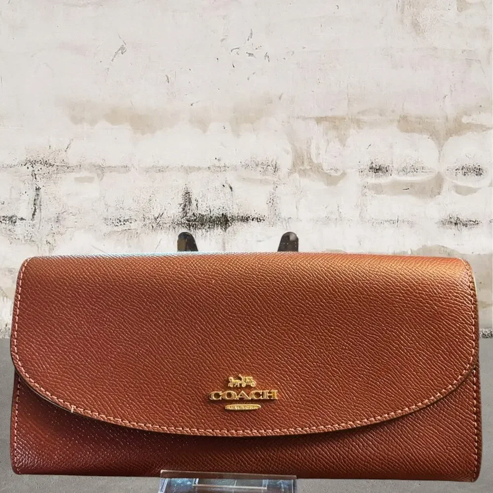 Coach Leather Slim Envelope Wallet in Rich Cherry